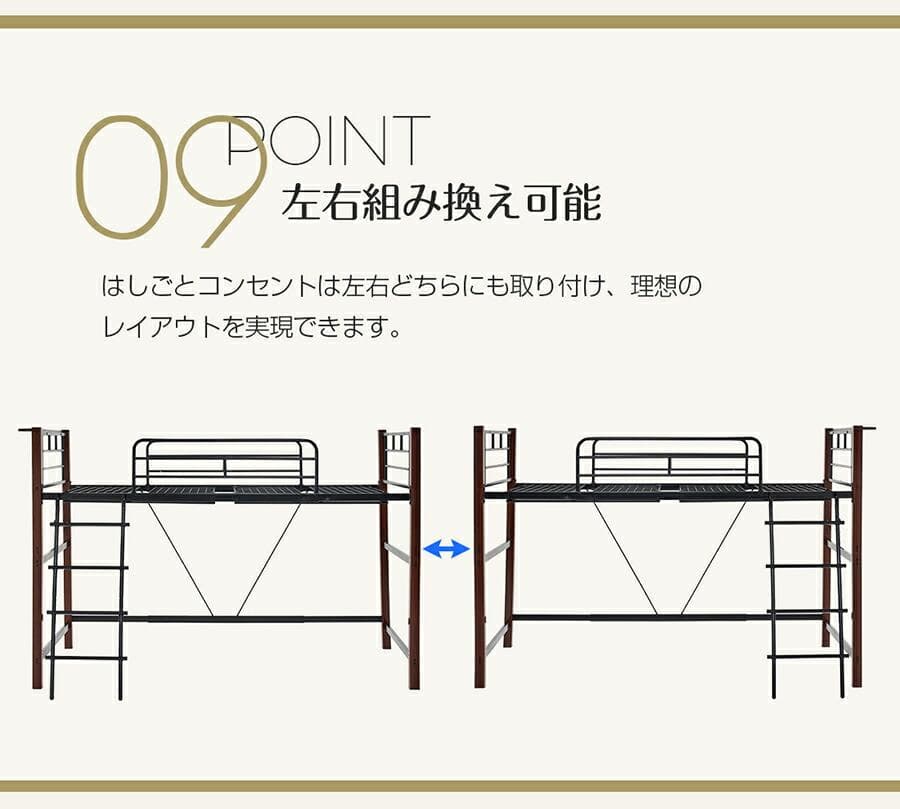 【S・高さ130cm】ロフトベッド パイプベッド 耐荷重150kg　WHITE