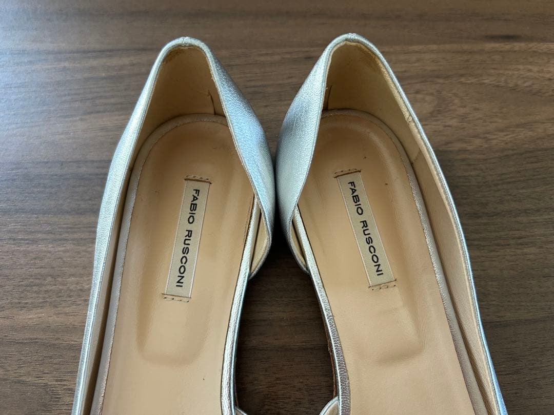 美品⭐︎FABIO RUSCONIシルバー オープントゥフラットシューズ サンダル