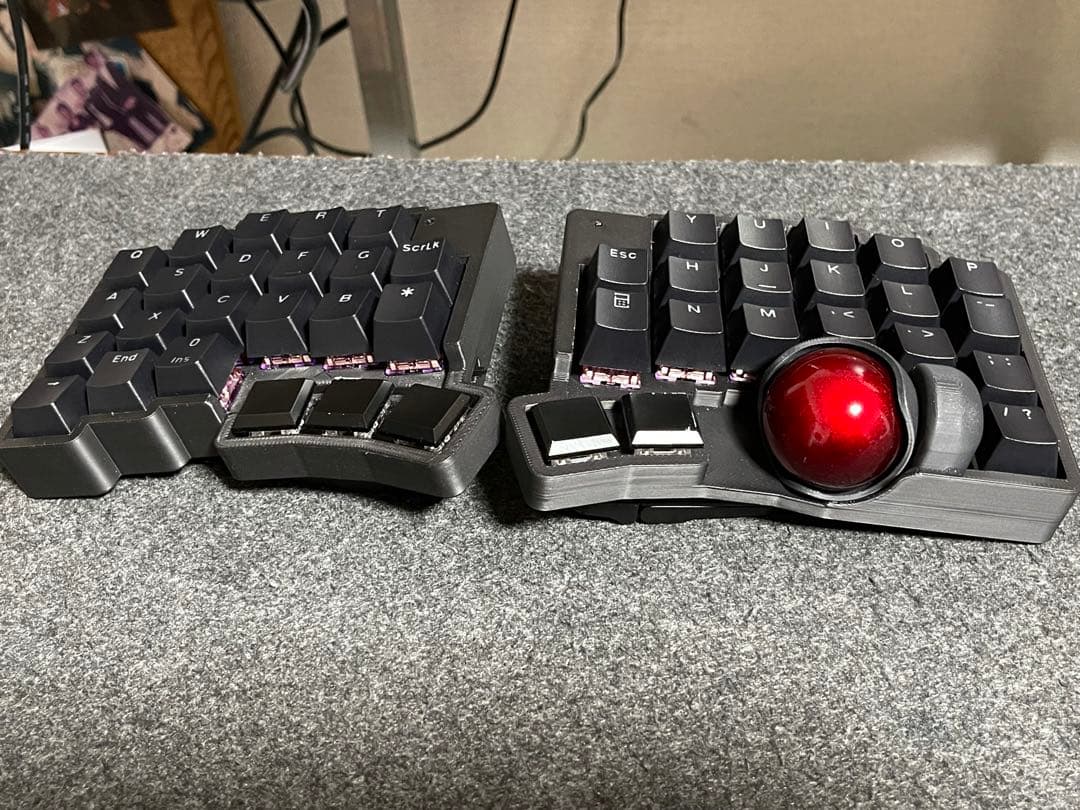 【完成品中古】無線化Keyball39 自作キーボードroBa　黒基盤