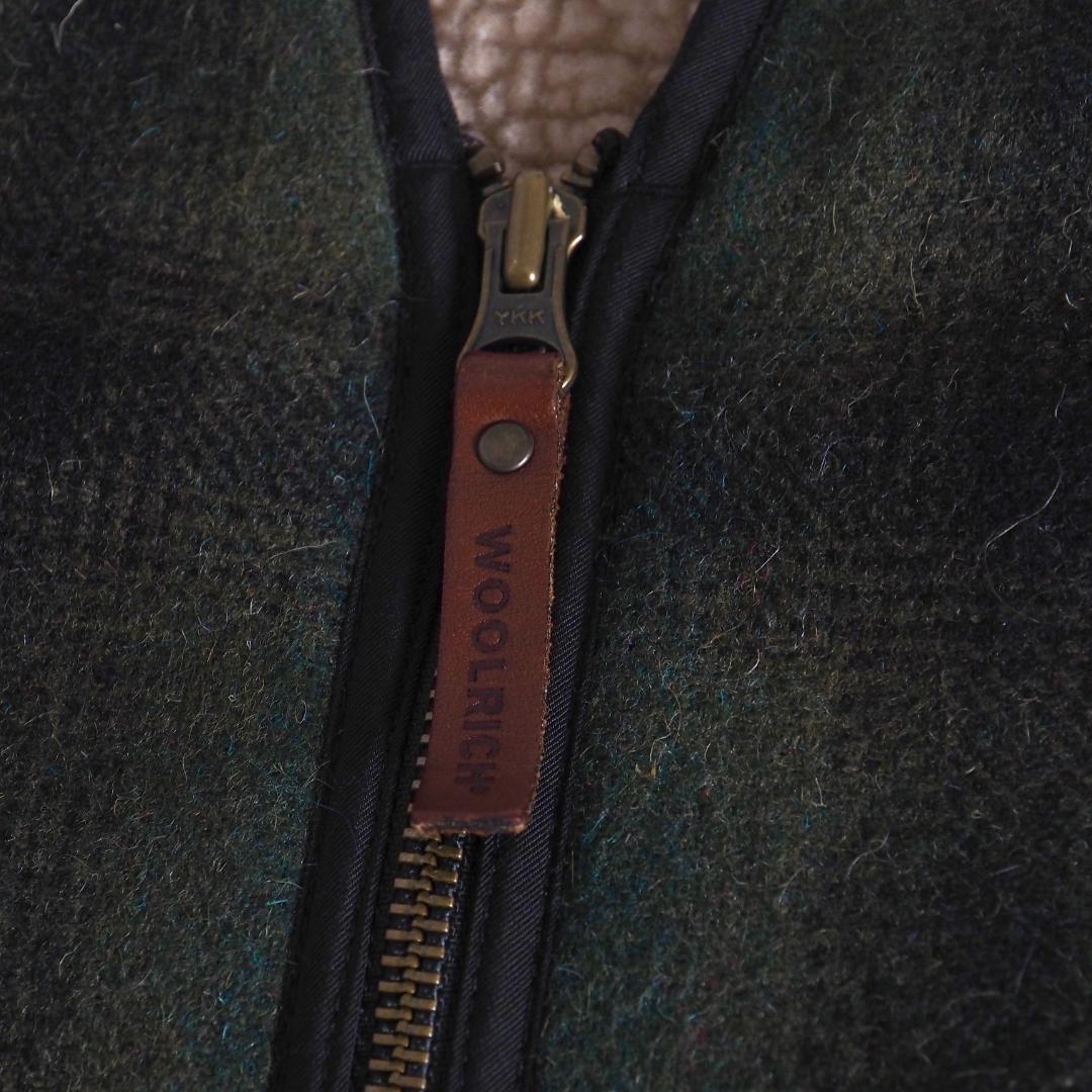 ウールリッチ　ベスト　裏地ボア　チェック柄　グリーン　美品