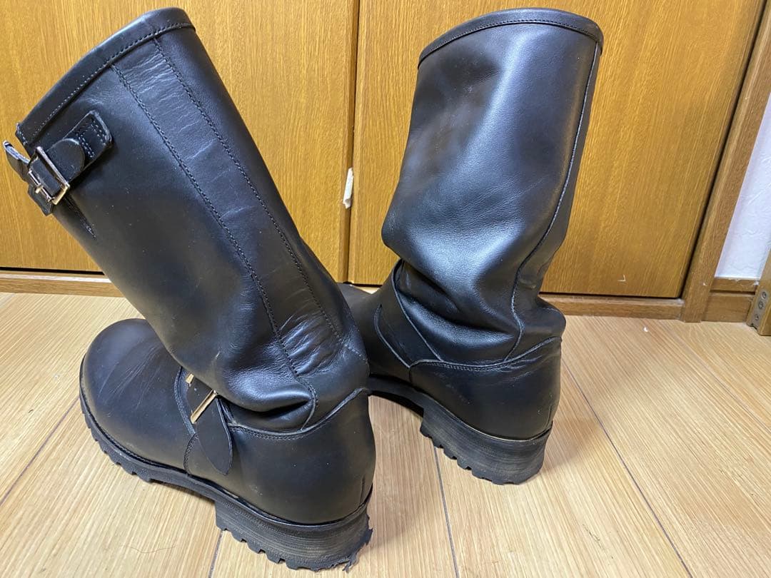 日本製　黒 レザー バックル付き エンジニアブーツ27センチ