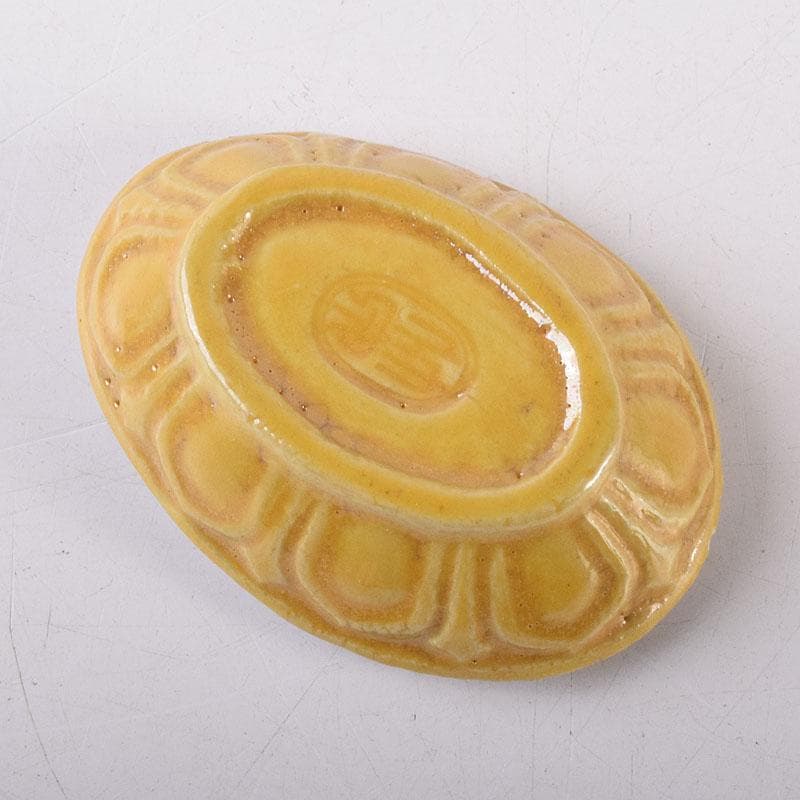 茶道具　平安竹泉造　黄交趾鳥　香合　共布共箱　V　R8622