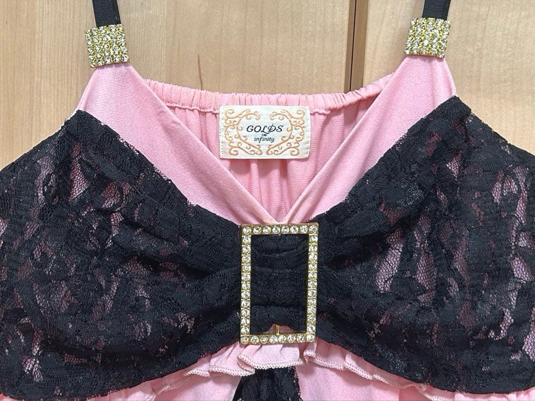 GOLDS♡ビジューバックル付き♡ラッフルフリルレース♡キャミトップス♡PINK