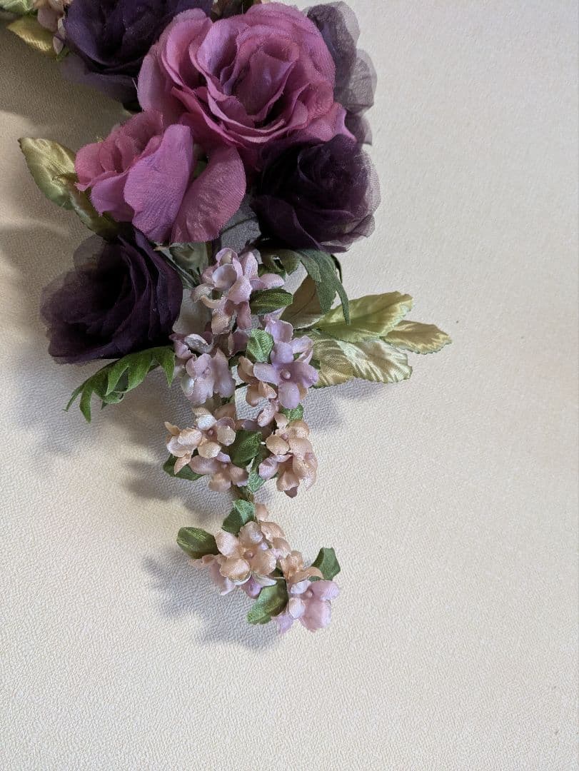 紫ピンクの布花アレンジメント2点ゆうこりん