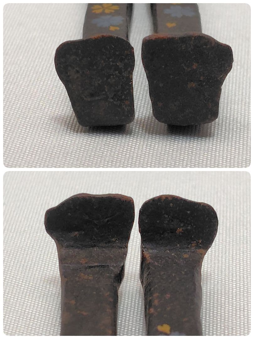 D010 肥後象嵌 光助作 熊本城瓦釘型 御火箸 茶道具 共箱に朱印あり 骨董