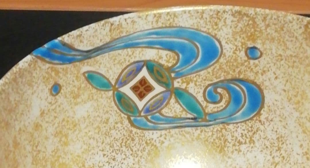 西村利峰作　京焼　金砂子　貝合絵　流水　茶碗　共箱　茶道具