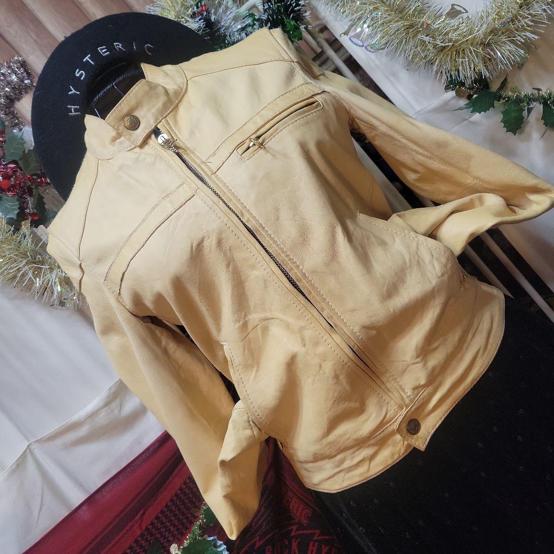 uchan希少ヒステリクグラマイエローラムレザーゴールドファスナライダース