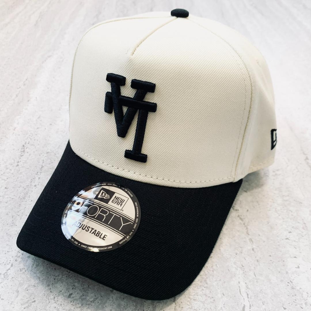 海外限定 LA ニューエラ ドジャース 逆ロゴ ホワイト ブラック