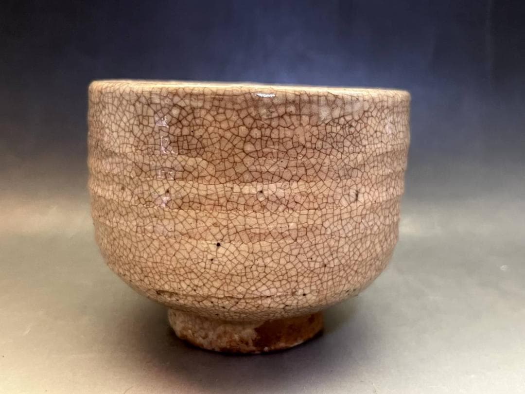 茶碗■古萩貫入碗 割り高台（江戸期）古いお茶道具 えくぼ 時代物 骨董品 希少■