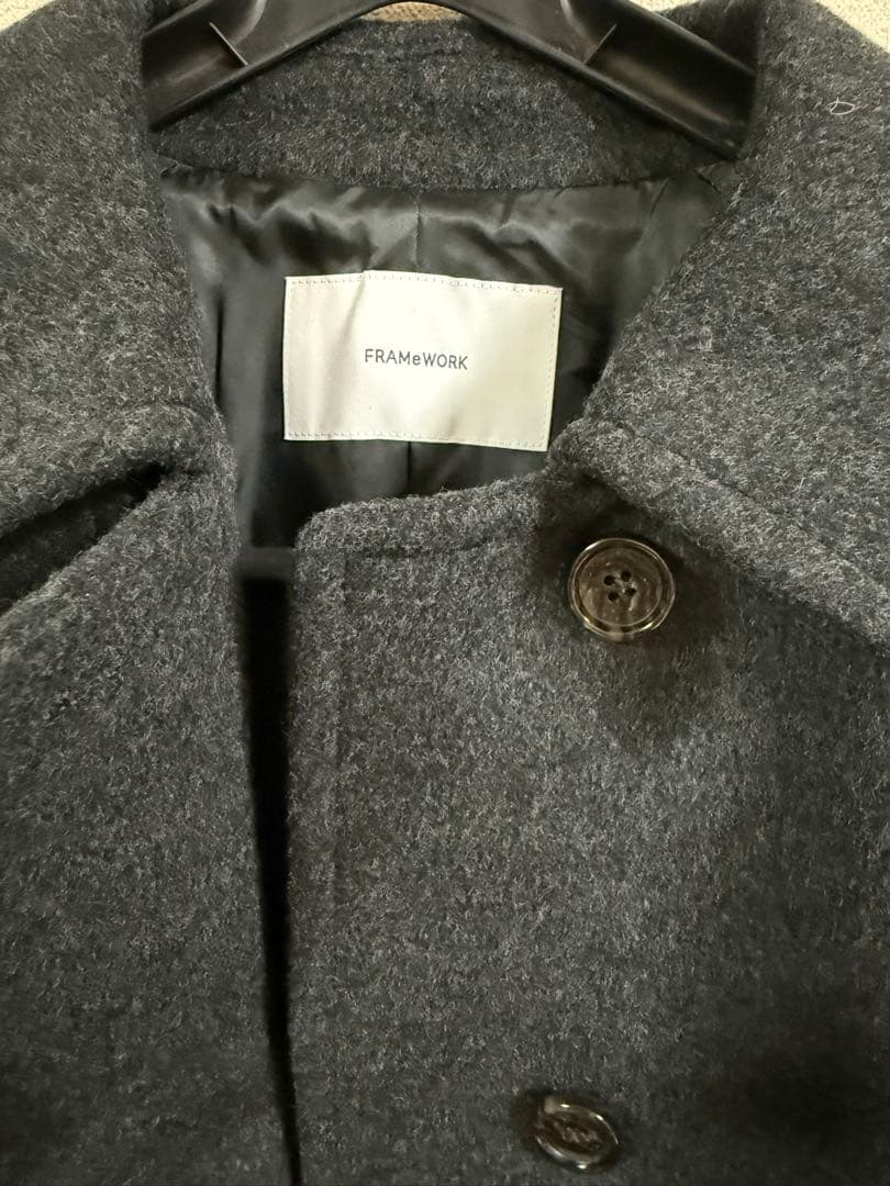 FRAMeWORK ラムウールMIXシャルムバルカラーコート　グレー