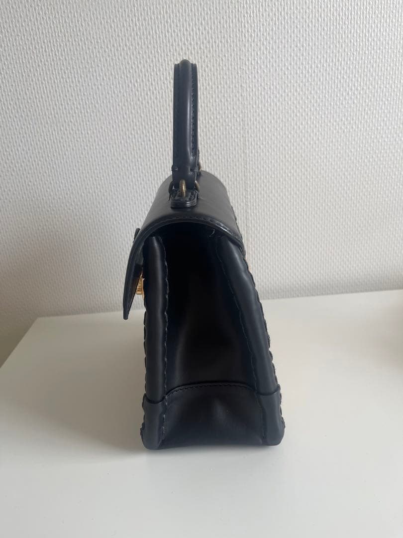 カーフ・ハンドバッグSカーフレザー×紅藤BLACK 2023 エバゴスかごバッグ