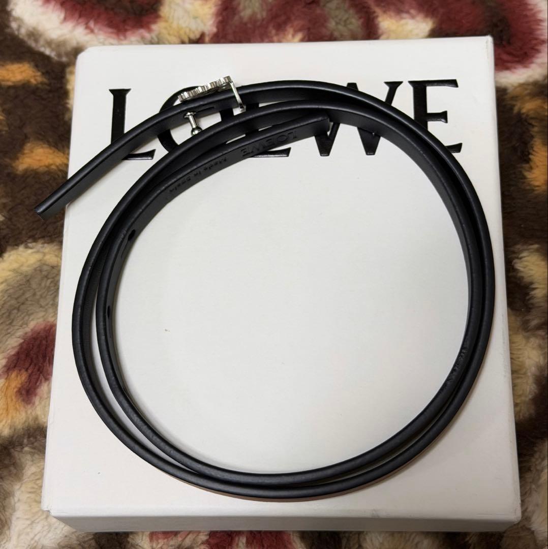 LOEWE ベルト ナロー アナグラム シルバー リバーシブル 茶色 黒