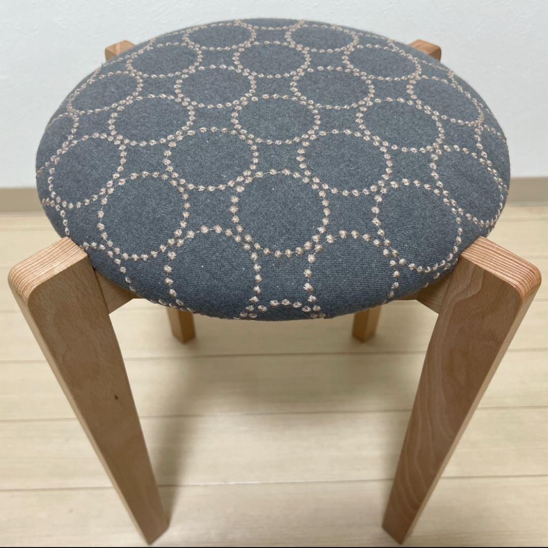 ミナペルホネン スツール タンバリン 角脚 【グレー/ブルー】椅子 ハンドメイド
