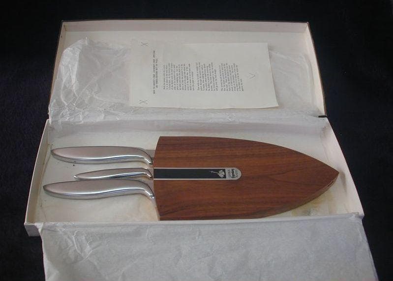 ★ ビンテージガーバーキッチンナイフセットウオールナット壁掛けケース