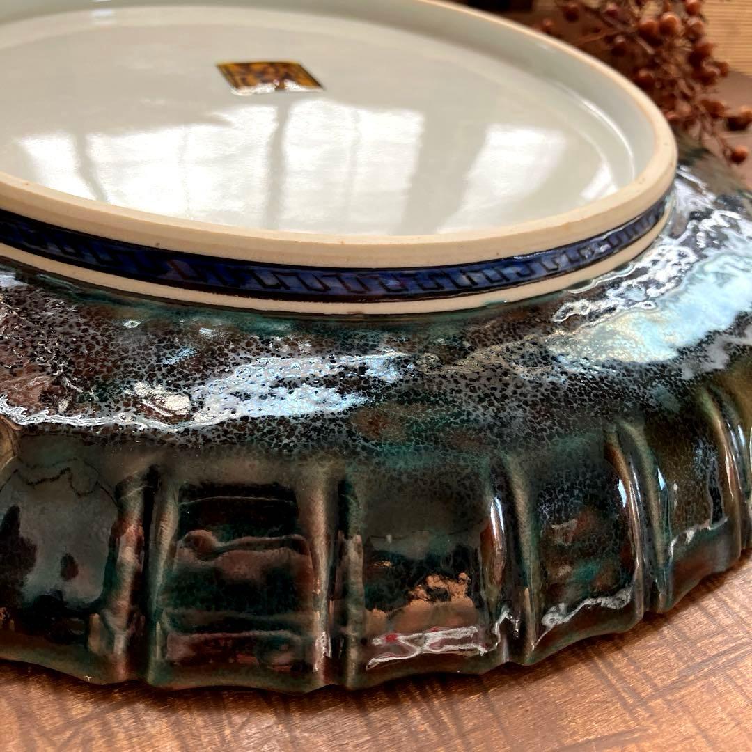 古美術　九谷焼　大皿　縁起物　鳥　希少　蔵出し　お正月　青手