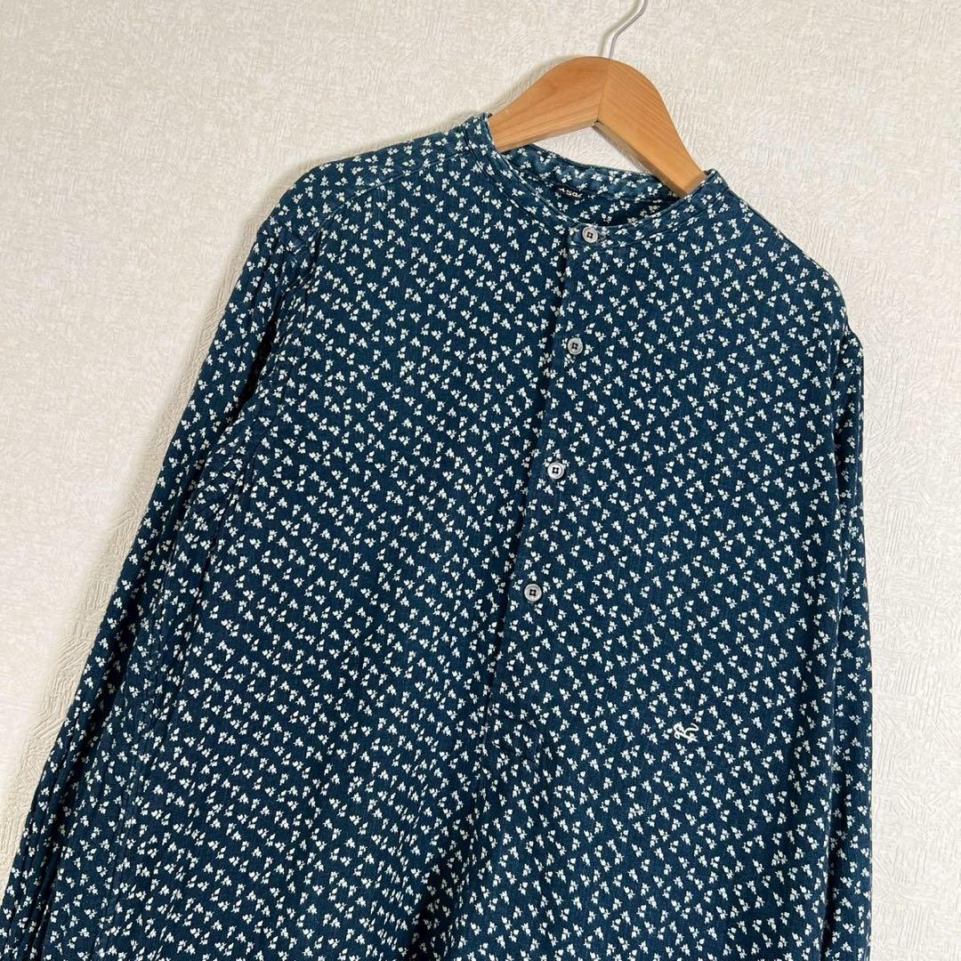 45R インディゴ 小花柄 グーグシャツ ワンピース ロングブラウス