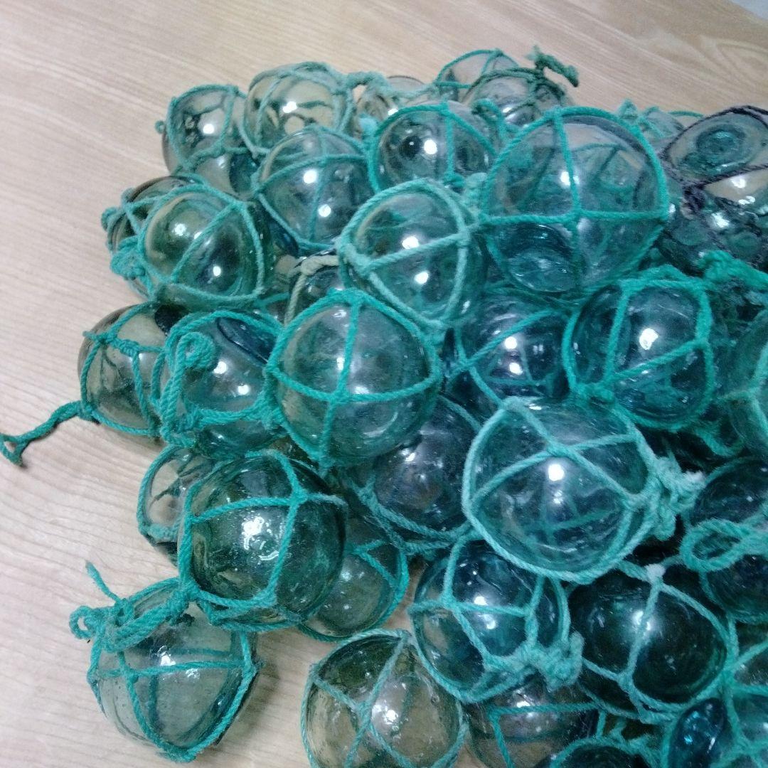 ガラス浮球　浮き玉　ガラス玉　漁具　 １０１個セット　網紐付き