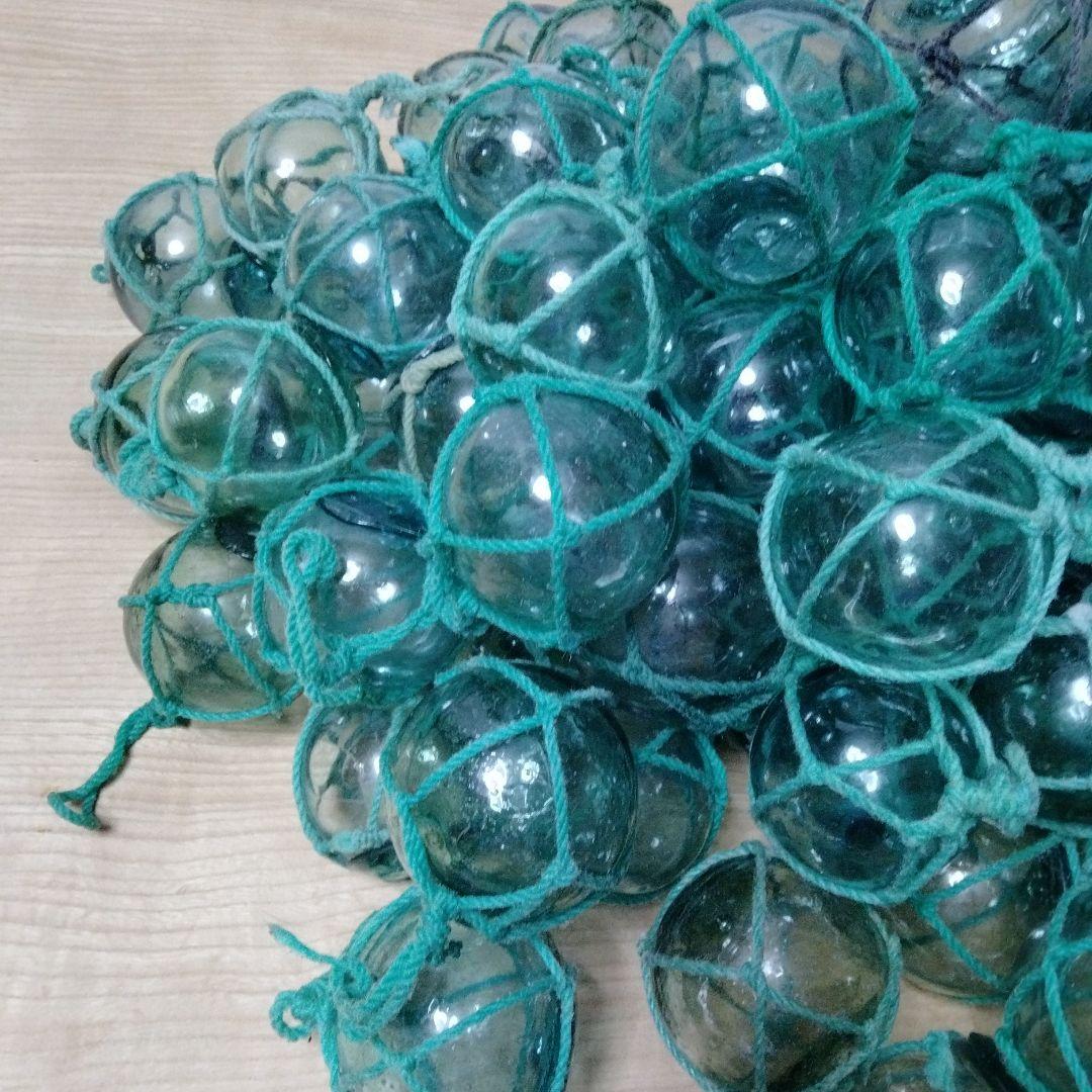 ガラス浮球　浮き玉　ガラス玉　漁具　 １０１個セット　網紐付き