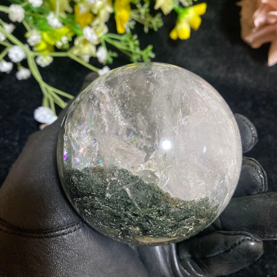 グリーンガーデンクォーツ スフィア 虹入り