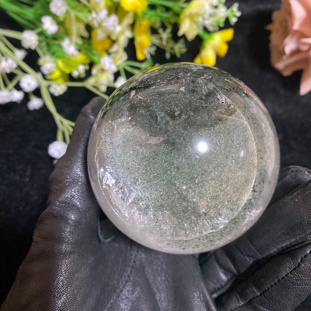グリーンガーデンクォーツ スフィア 虹入り