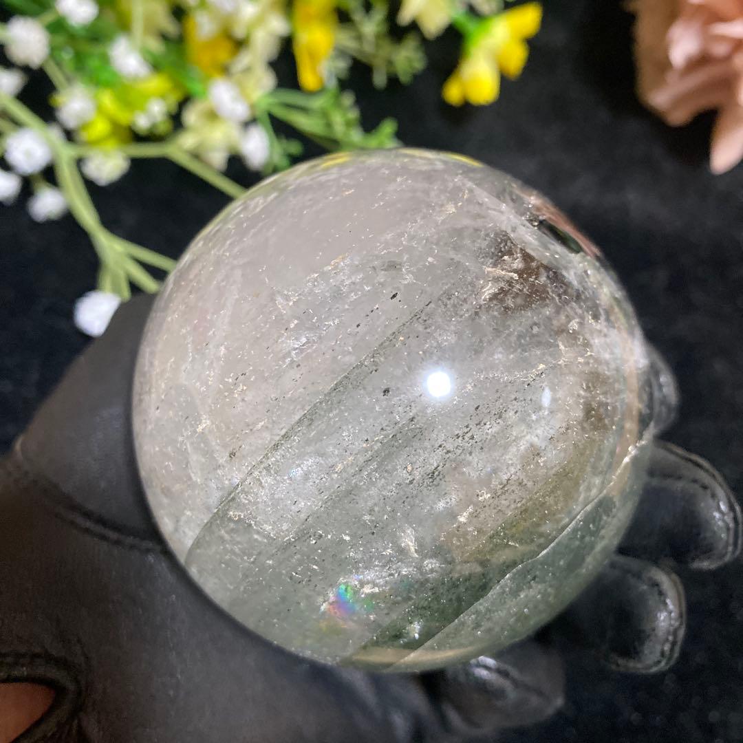 グリーンガーデンクォーツ スフィア 虹入り