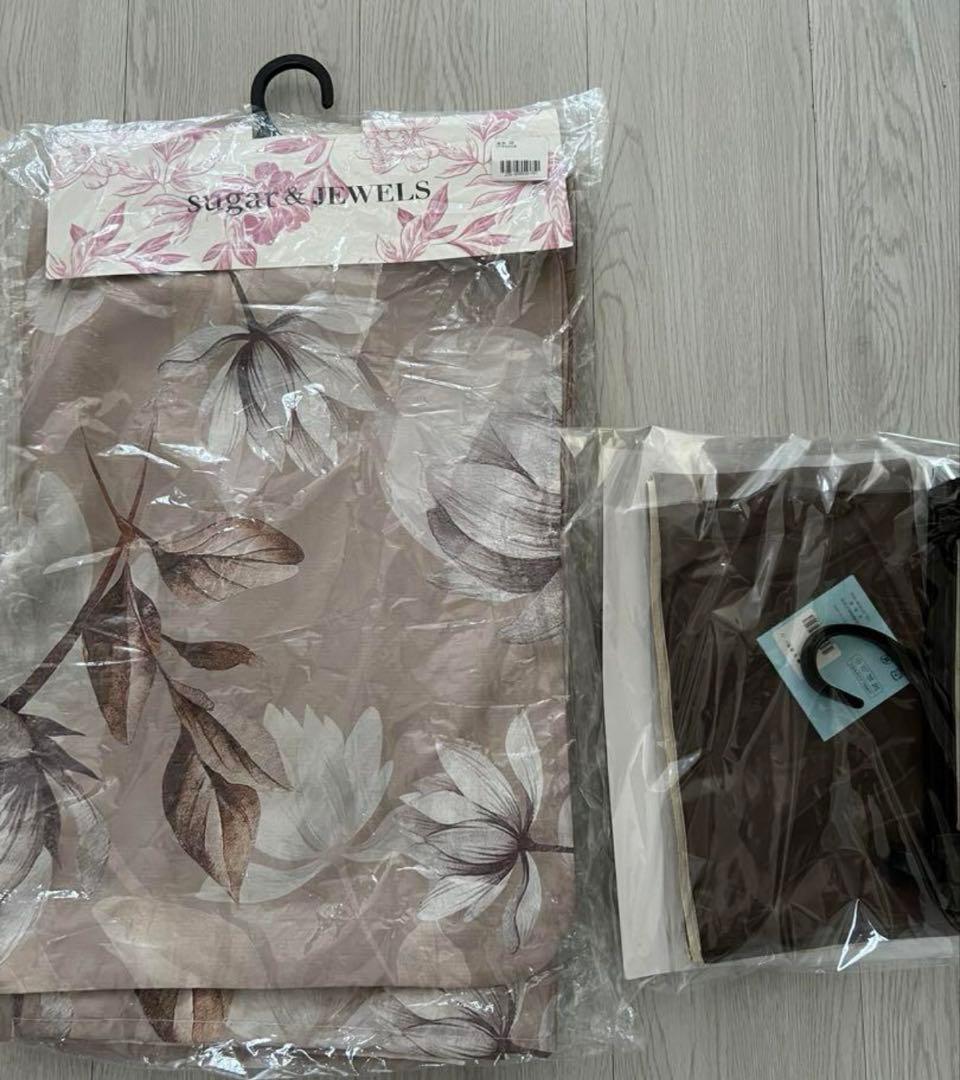 sugarホワイトフラワーブラウン浴衣