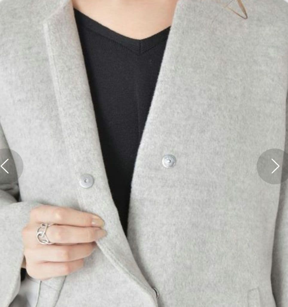 SHIPS SUPER140キーネックウールコート