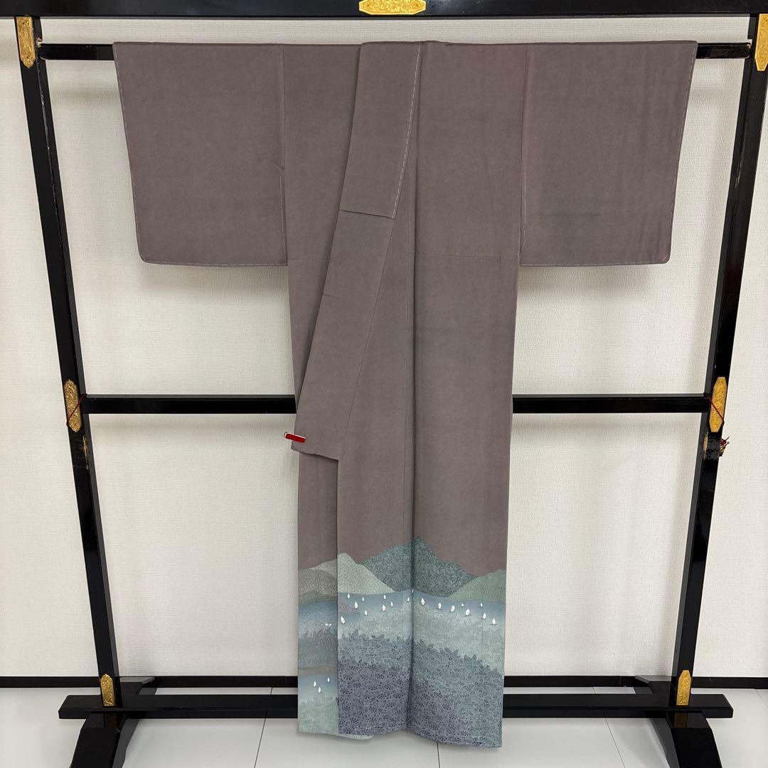 l*o様 作家物 江戸小紋 鮫小紋 紋無し 船 唐草 付下げ 正絹 AK-495