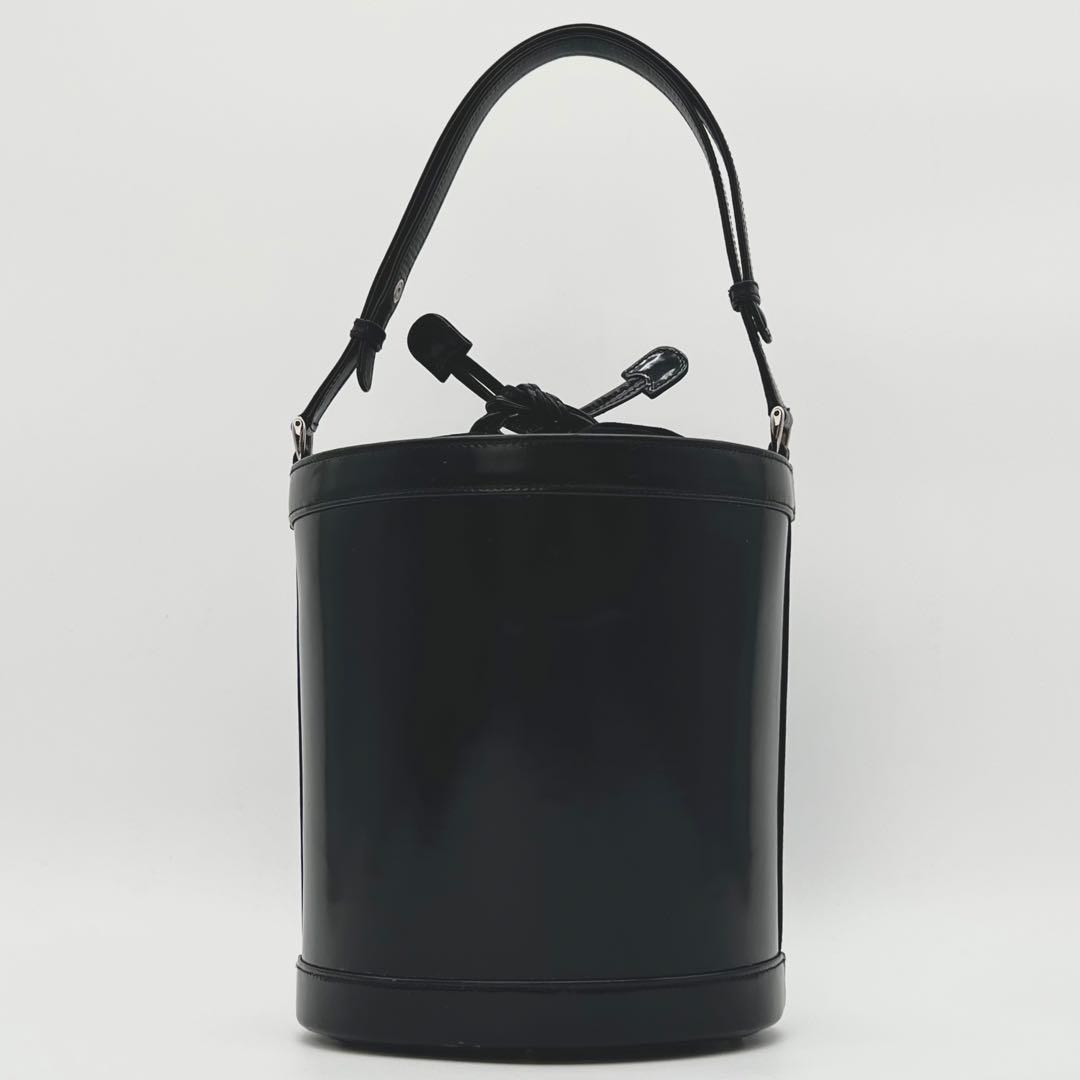 GUCCI ショルダー バッグ デカロゴ 巾着 バケツ 2way ブラック