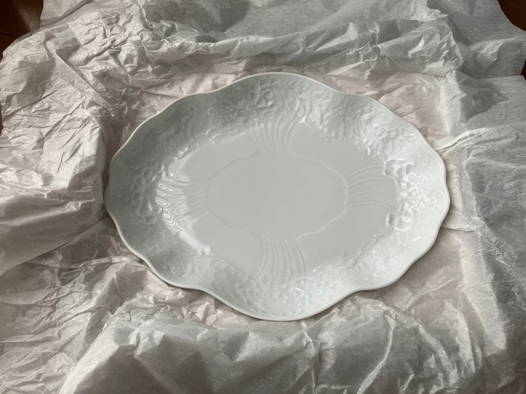 ヘレンド　バロックホワイト　オーバルトレイ