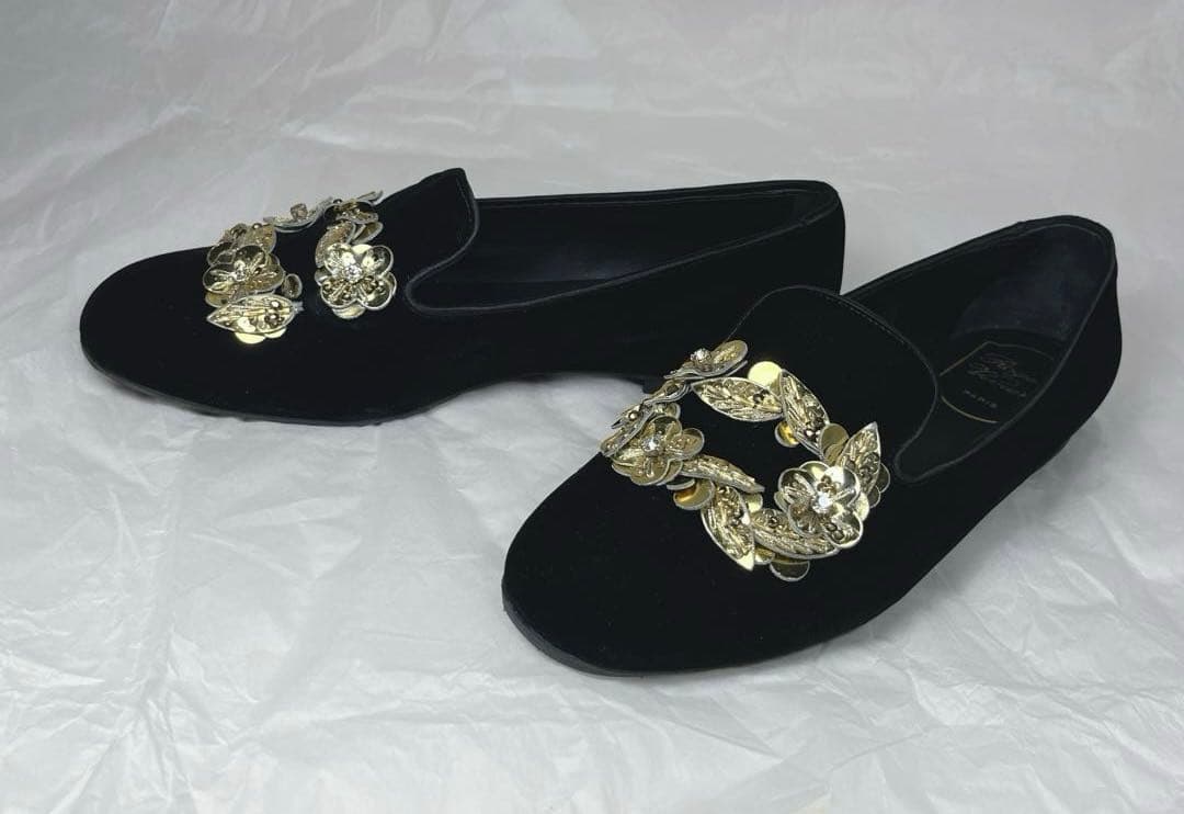 美品✨ロジェヴィヴィエ　ベルベットフラットシューズ　モチーフ　23〜23.5cm