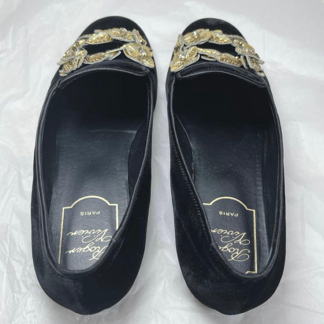 美品✨ロジェヴィヴィエ　ベルベットフラットシューズ　モチーフ　23〜23.5cm