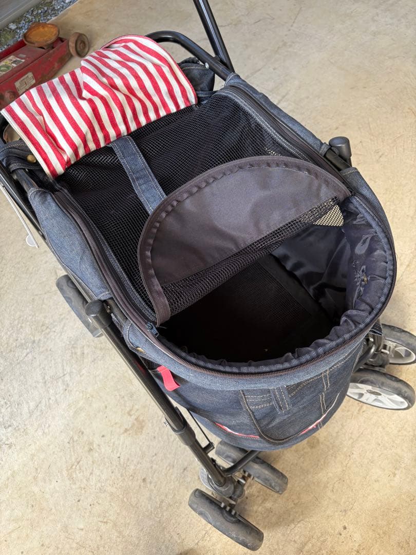 デニムブルー ペットカート メッシュ通気性