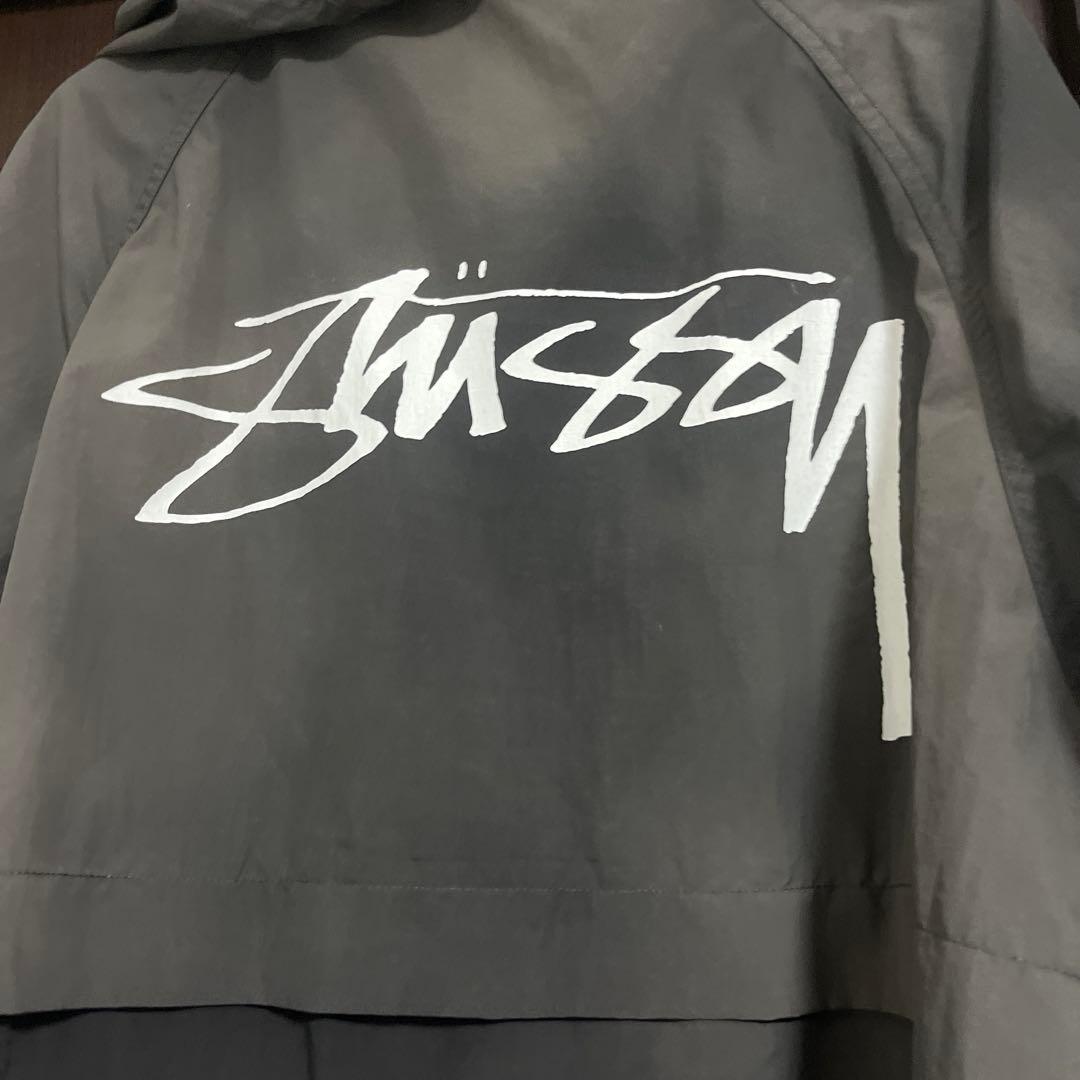 STUSSY ナイロンジャケット XL グレー バックロゴ シェルジャケット