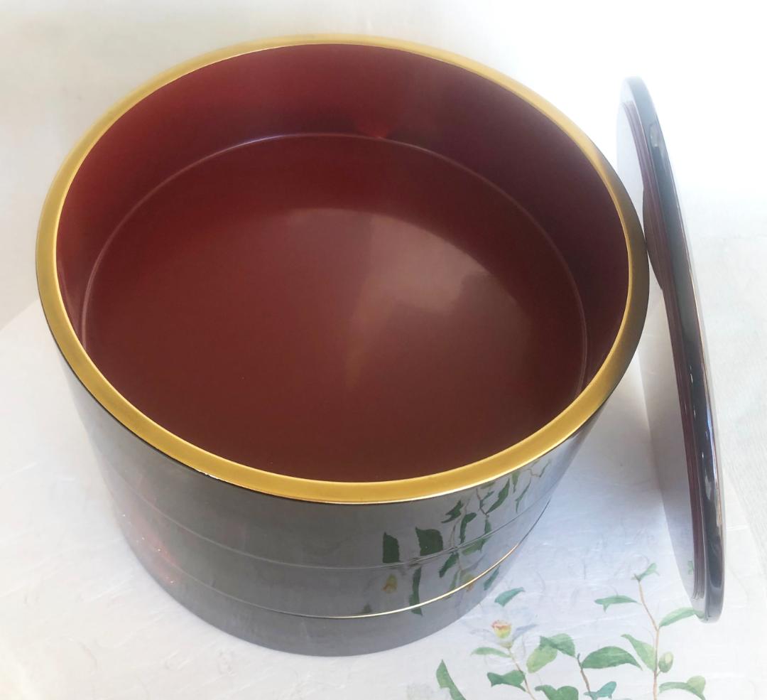 重箱 おせち 三段重 渕金溜塗内朱 6.5寸 20cm 漆器 木製 漆塗り