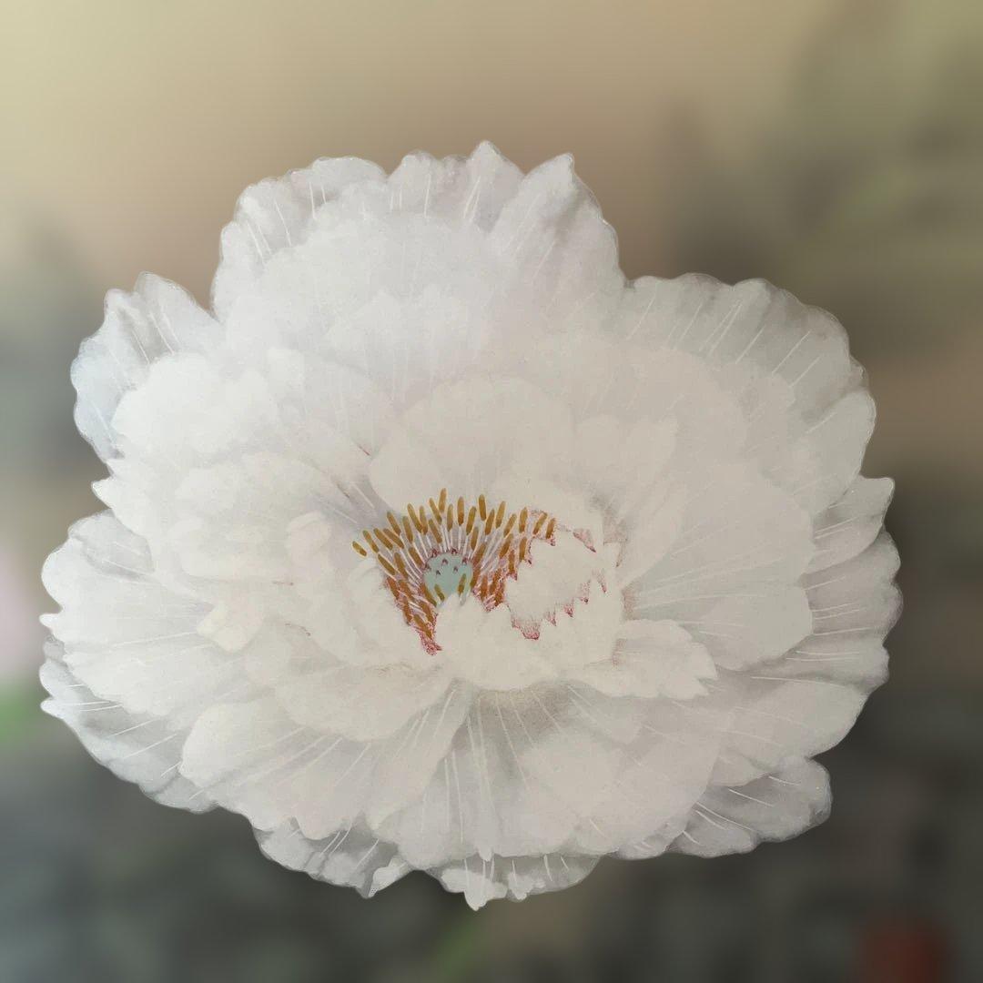 美品 掛け軸 柳沢寿江作 富貴花図 共箱 太巻き 縁起物