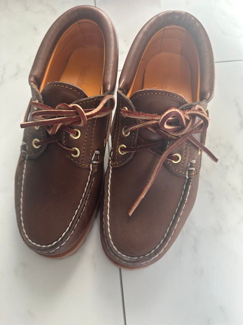 Timberland ブラウン レザーデッキシューズ