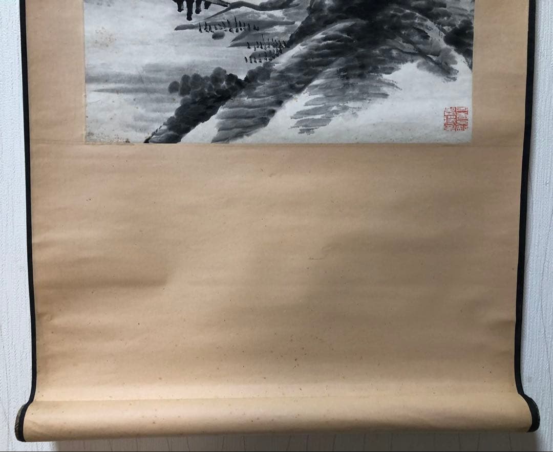 掛け軸　山水　王寅斗 絵［山水図］紙本　肉筆58！