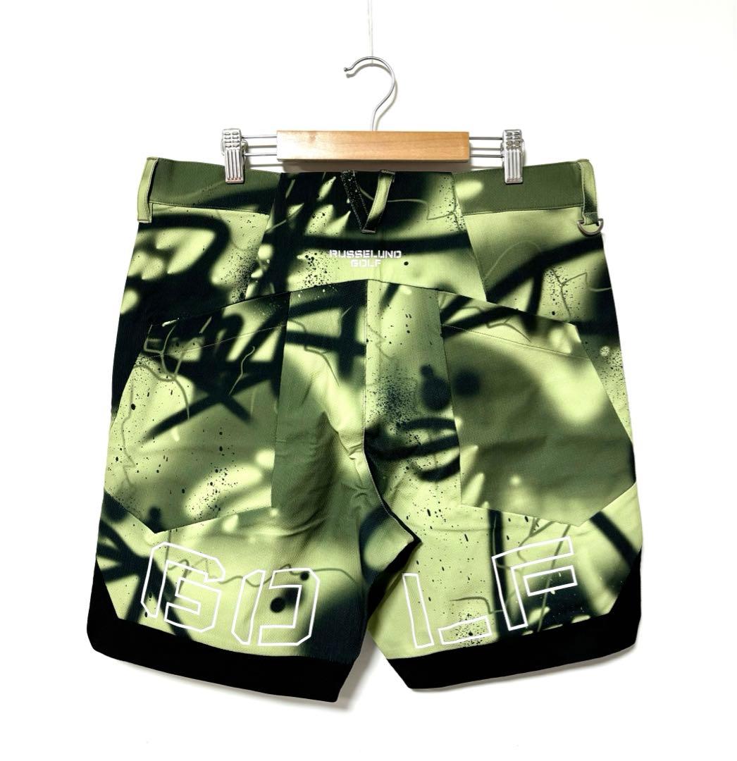 新品 ラッセルノ ゴルフ ロゴ ストレッチ ショーツ スプレー カーキ L 5