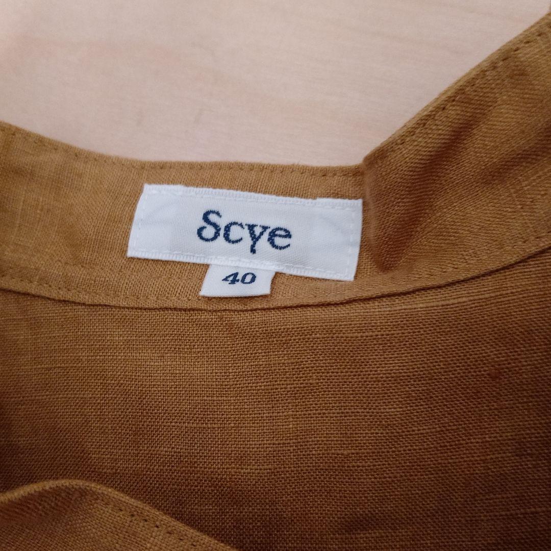 ★美品★ Scye ★高密度リネン★タックブラウス ★キャメル★