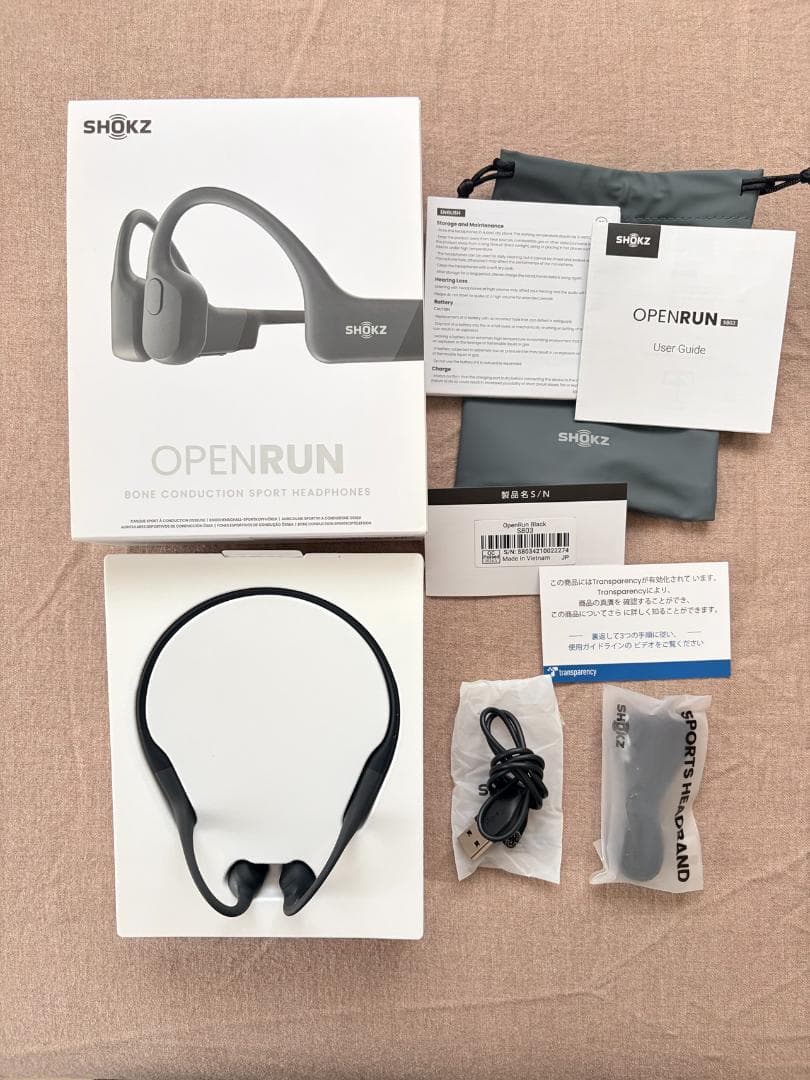 SHOKZ OPENRUN 骨伝導イヤホン ブラック