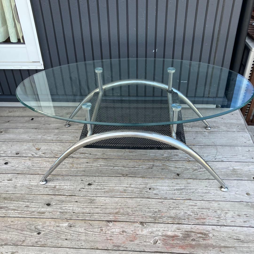 北欧レトロ ミッドセンチュリー アイアンフレームセンターテーブル ガラステーブル