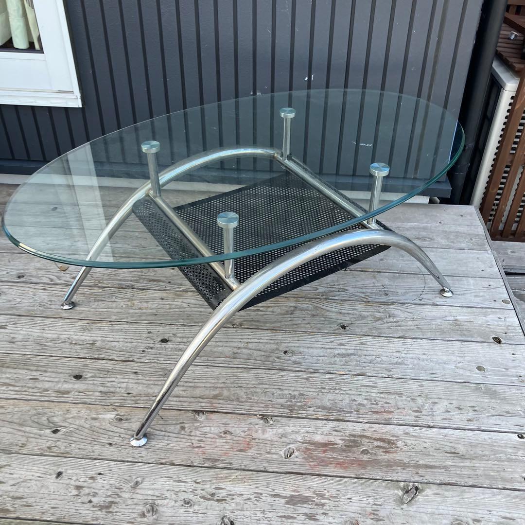 北欧レトロ ミッドセンチュリー アイアンフレームセンターテーブル ガラステーブル