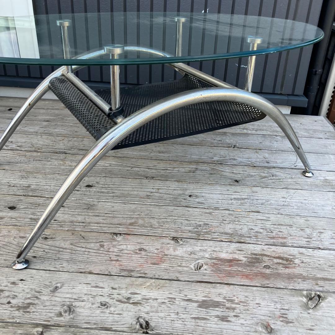 北欧レトロ ミッドセンチュリー アイアンフレームセンターテーブル ガラステーブル