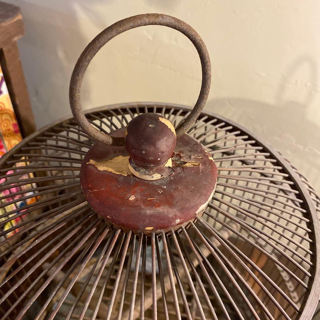 レトロ　鳥籠　竹と鉄製　ヴィンテージ