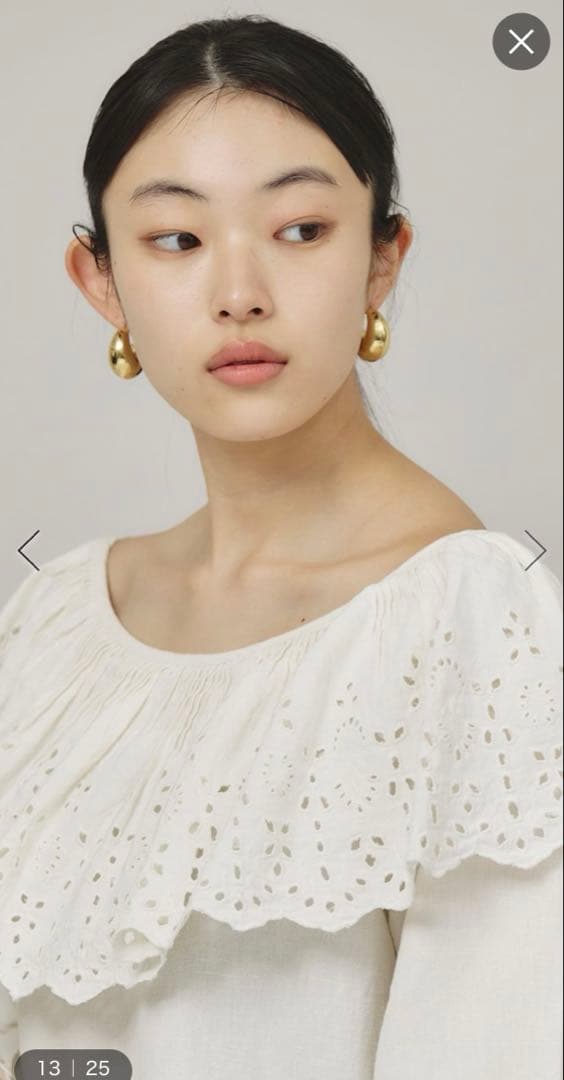 Curensology コットンリネンカットワークブラウス