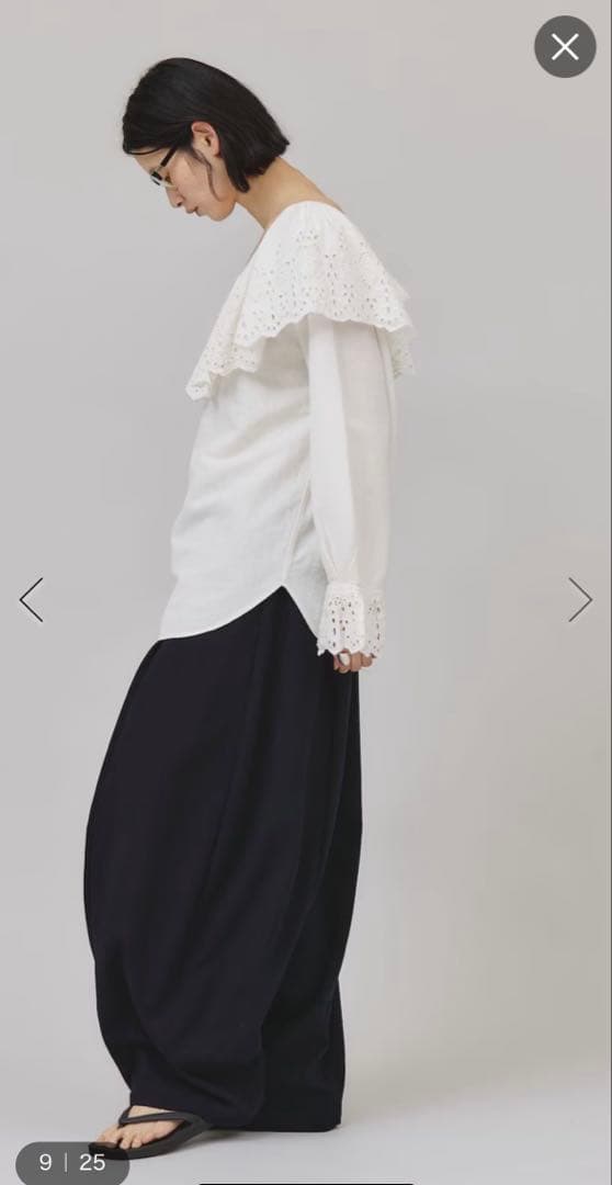 Curensology コットンリネンカットワークブラウス