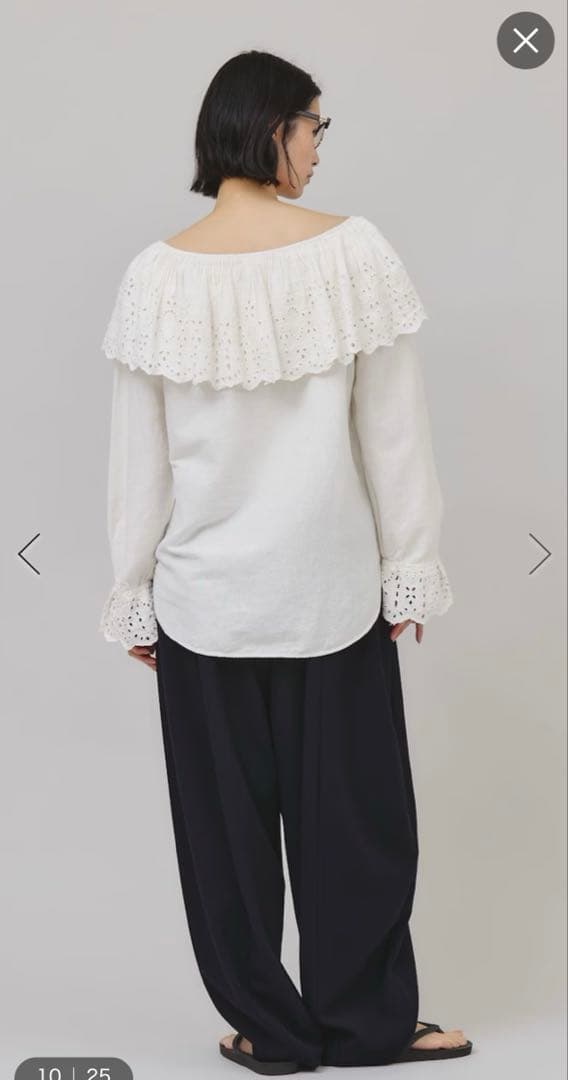 Curensology コットンリネンカットワークブラウス