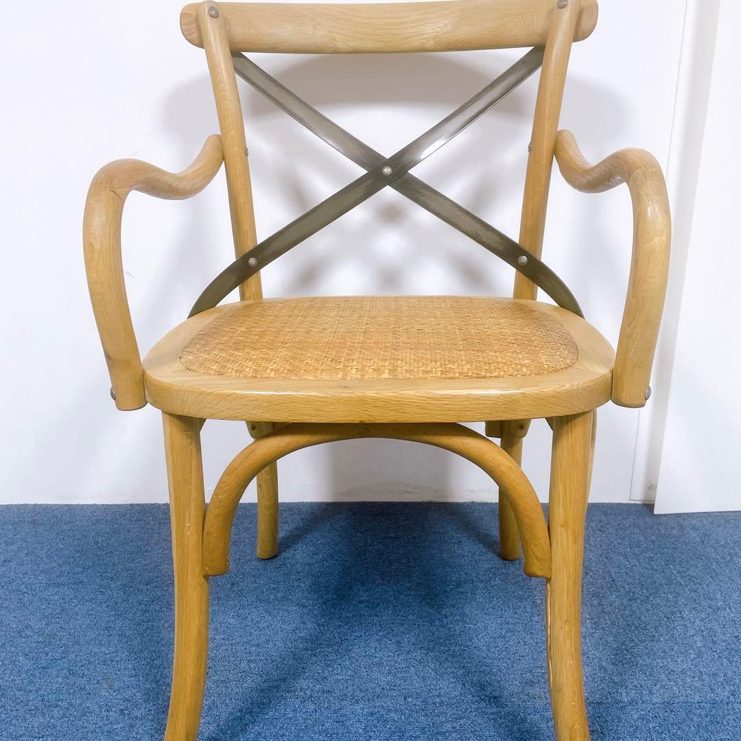 関家具 クラッシュゲート クロスバック ダイニングチェア アームチェア 椅子 籐