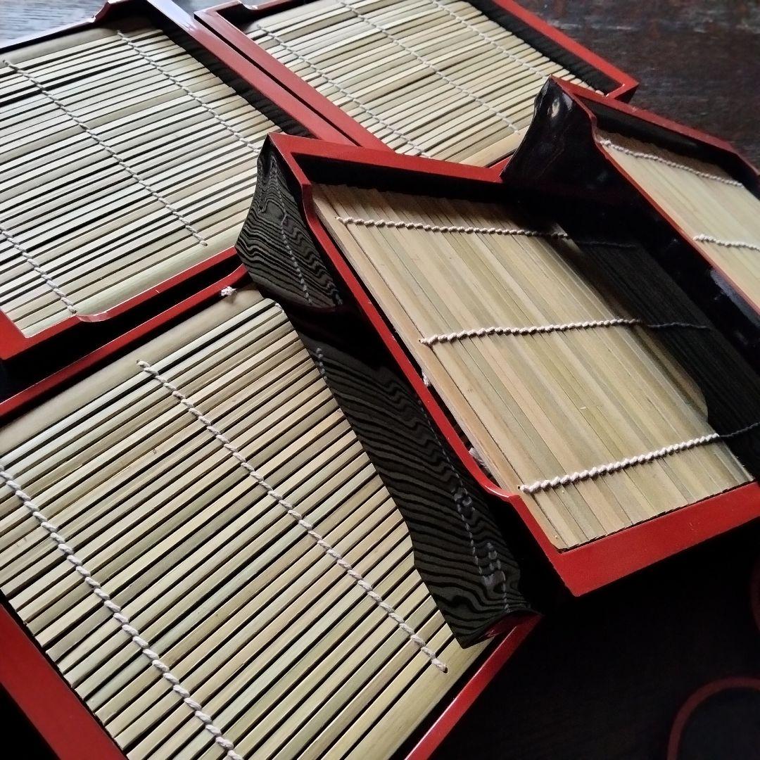 蕎麦せいろ　5客セット　貴舟盛り黒天朱　底なし